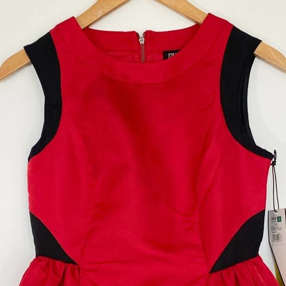 Prabal Gurung For Target Red Black Panel A-Line Mini Dress Sundress NWT - Picture 3 of 13